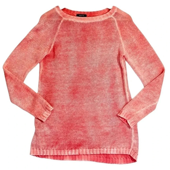 Avant Toi Linen Painted Coral Open Knit Sweater - Picture 2 of 8
